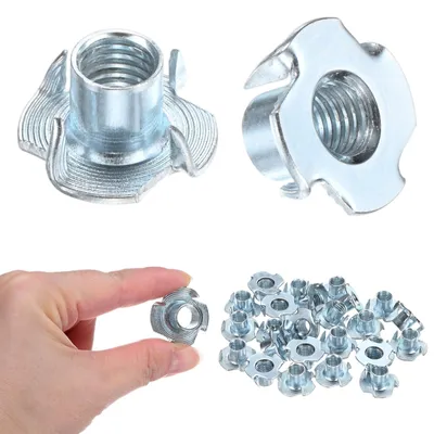 Produktbild von Verpackung mit 100 T-Muttern M10 x 13 mm - Gewindeeinsatz für Holz und Möbel
