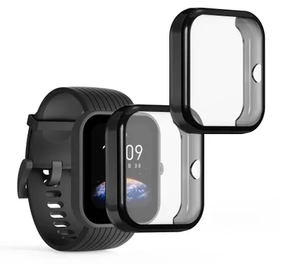 Produktbild von kwmobile 2x Silikon Hülle für Huami Amazfit Bip 3 / Bip 3 Pro Schutzhülle - Fullbody Display Cover Set aus Silikon - Schwarz Transparent