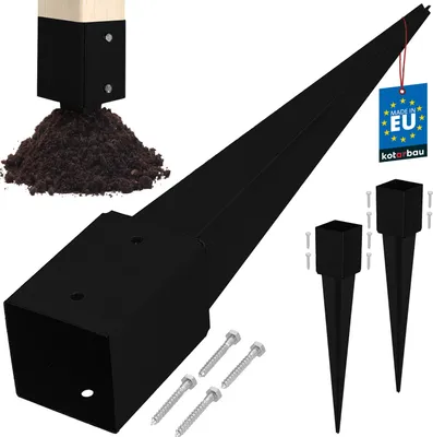 Obrázek produktu pro KOTARBAU® 2 ks. Podpěra sloupku zatloukací 101x101x750mm pozinkovaná práškově lakovaná ocelová zatloukací objímka zemní kotva zatloukací objímka zemní objímka zahradní plot zemní hrot zemní kotva zatloukací objímky dřevěný sloupek
