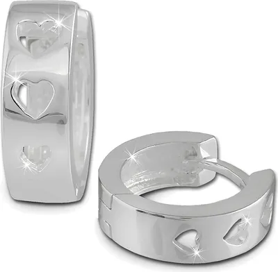 Image de SilberDream Créoles pour femmes 925 argent sterling boucles d'oreilles cœur 15mm SDO373S