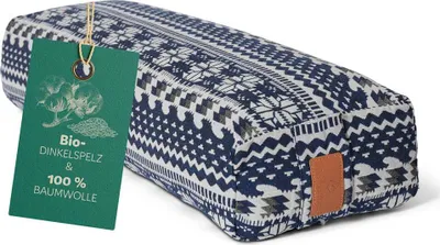 Produktbild von #DoYourYoga Yoga-Bolster Paravati - Dinkelspelz - 67x22x13cm - Style1/Blau/Weiß