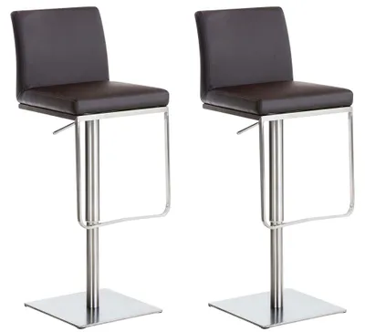 Produktbild von CLP 2er Set Barhocker Panama Kunstleder höhenverstellbar und drehbar braun Gestell Farbe edelstahl
