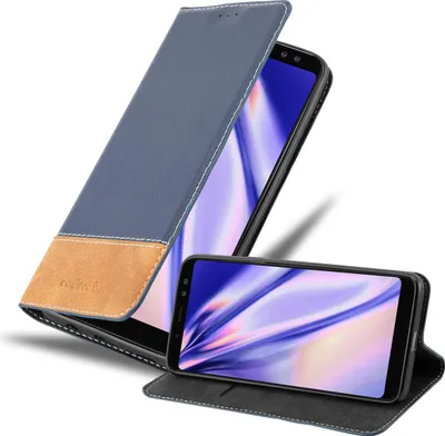 Produktbild von Cadorabo Hülle für Samsung Galaxy A8 2018 Schutzhülle in Blau SHandyhülle Book Case Etui Kunstleder