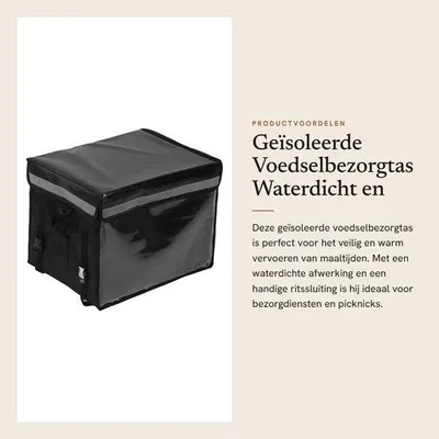 Produktbild von Kühltasche – Wasserdichte Einkaufstasche – Isolierte Tasche – Große Kapazität – Wiederverwendbar – Mit Reißverschluss – Geeignet für Fahrräder – Ideal als Tasche für Essenslieferungen