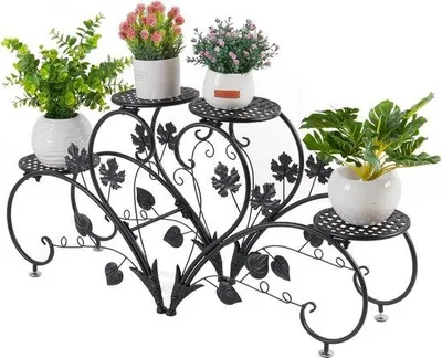 Productafbeelding van Plantenrek, 4 niveaus, zwart, 90x42x21 cm