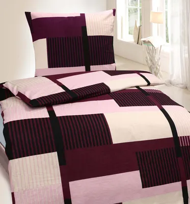 Produktbild von Hochwertige Biber Bettwäsche Baumwolle Grafisch 155x220 80x80: 2tlg. / Pink