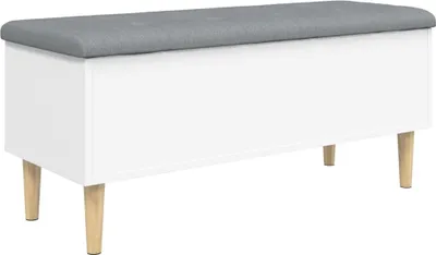 Obrázek produktu pro vidaXL Lavice s úložným prostorem Bílá 102x42x46 cm Materiál na bázi dřeva