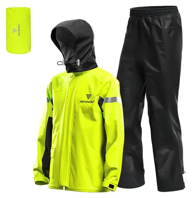Produktbild von Regenanzug Regenjacke Regenhose - Reflektierend - Wasserdicht - Herren - Ripstop-Nylon - Mit Netzfutter - Für Motorrad und Fahrrad