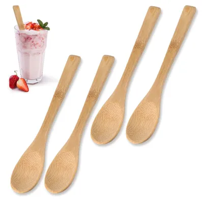 Image de Solidchoice - Ensemble de 4 petites cuillères en bois de bambou