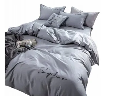 Zdjęcie produktu dla Komplet pościeli 3-częściowy szary glamour z haftem i lamówką 160x200cm mikrofibra zamek hipoalergiczny Sophie nie wymaga prasowania
