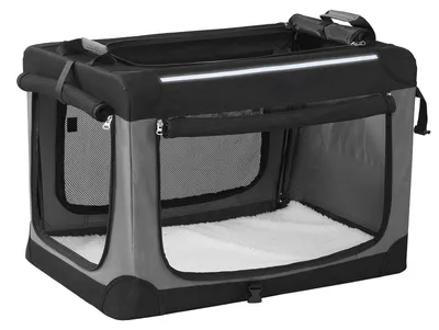 Image de Cage de transport pliable pour chien, avec 4 portes en filet | Noir | 53 x 76 x 53 cm