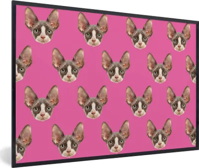 Produktbild von MuchoWow® MuchoWow® Gerahmtes Poster Haustier - Rosa - Muster 60x40 cm - Poster mit zchwarzem Bilderrahmen - Printing - Wanddeko Schlafzimmer