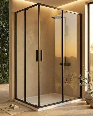 Immagine prodotto di Box doccia 100x120 Rio doppio scorrevole vetro 6 mm trasparente H 195 nero