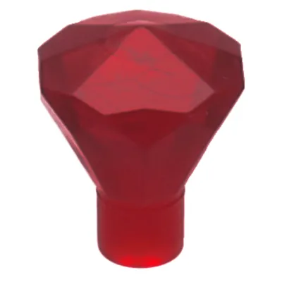 A single red gem on a white background.