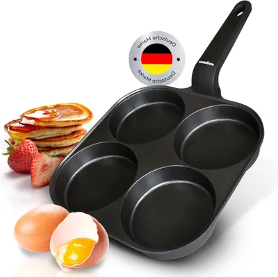 Immagine prodotto di Padella per uova - Padella per pancake - Per preparare la colazione - Rivestimento antiaderente - 21 cm - Nera