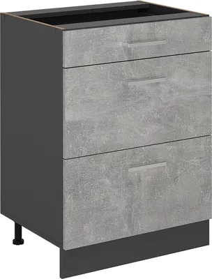 Produktbild von Küchenunterschrank Vicco R-Line Beton 60 cm mit Schubladen, ohne Arbeitsplatte, Model 53630