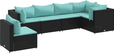 Obrázok produktu pre vidaXL 6-dielna záhradná súprava s vankúšmi Black Poly Rattan