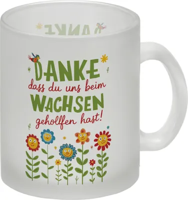 Produktbild von Danke dass du uns beim Wachsen geholfen hast! Glas Tasse