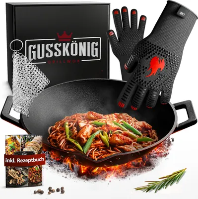 Produktbild von Gusskönig Gusseisen-Wok 35 cm mit Ringreiniger