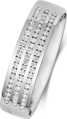 Produktbild von 9 Karat (375) Weißgold Kanalfassung Diamant Trauring/Ehering/Hochzeitsring Brillant-Schliff 0.32 Karat HI - SI3-I1, 51 (16.2); TRS368249KWRSL