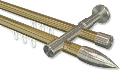 Produktbild von Interdeco Innenlaufstange, Gardinenstange mit Innenlauf Messing-Optik / Edelstahl-Optik Modell Prestige Samanto, 20 mm Ø 2-läufig, 360 cm (geteilt)