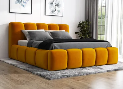 Produktbild von Polsterbett SON 120x200 mit Matratze und Bettkasten. Farbe: Gelb.