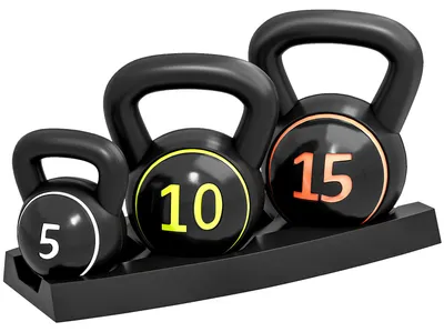 Zdjęcie produktu dla Zestaw 3 kettlebellów SPORTNOW, 2,2 kg, 4,5 kg, 6,8 kg, do ćwiczeń gimnastycznych