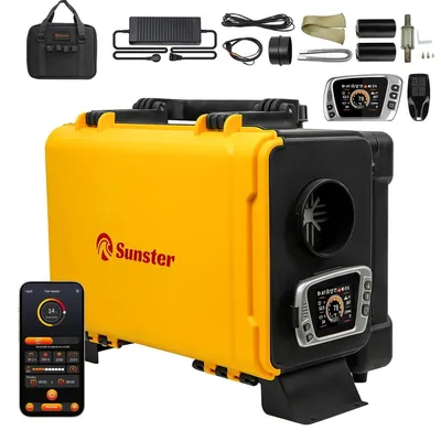 Produktbild von Tragbare Diesel-Luftstandheizung - 8 kW 12V/AC 110–240V - Bluetooth-App & Fernbedienung - LCD-Steuerung - 6 L Tank - 20–25 m² - Tragetasche - Rot