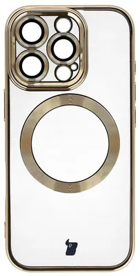 Produktbild von Handyhülle mit Kameraschutz und Magnetring für iPhone 16 Pro, Bizon Case GuardO, Transparent-Golden