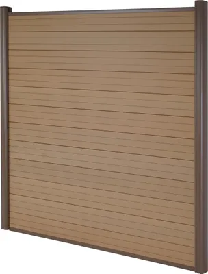 Immagine prodotto di Schermo privacy in WPC Sarthe, recinzione frangivento, montanti in alluminio ~ elemento di base, 1,90 m di teak
