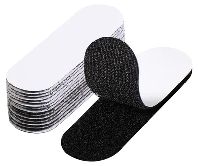 Produktbild von 10 Stück Klettband, selbstklebend, doppelseitig, schwarz, 30 mm x 100 mm