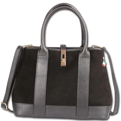 Immagine prodotto di Borsa a spalla, nera, in pelle, da donna, modello Florence, dimensioni 145x36x23 cm, codice prodotto D3OTF186S1