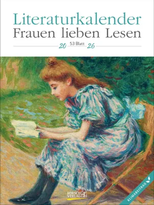 A painting of a young woman reading a book outdoors.