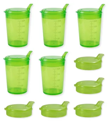 Produktbild von Medi-Inn+ Schnabelbecher 250 ml Praktisches Set: 5 Unterteile mit 10 Deckeln (5 x mit Öffnung 12 x 10 mm u. 5 x mit Öffnung 4 x 4 mm) | grün