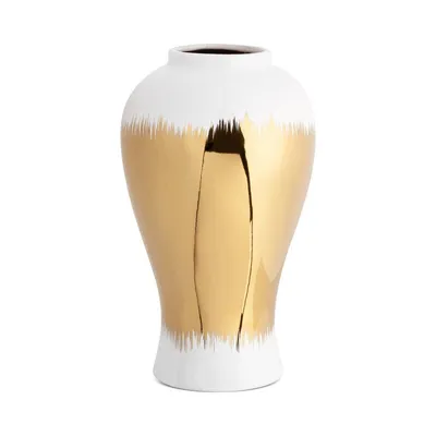 Produktbild von TALA-Keramikvase mit weiß-goldenem Schattierungsmotiv