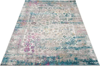 Produktbild von Tapiso Teppich LAZUR Modern Blau Creme Rosa Grau Wohnzimmer 300 x 400 cm