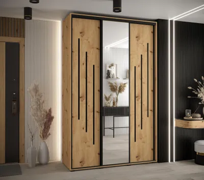 Produktbild von Kleiderschrank ASIRI 9 - 160/60 cm, Artisan-Eiche / Schwarz