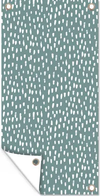 Produktbild von MuchoWow® 30x60 cm Outdoor-Poster Gartendeko Sichtschutz Garten Poster für den Garten  Polka dots - Weiß - Grün