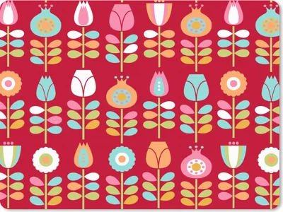 Produktbild von MuchoWow® Mauspad Mousepad Muster - Blumen - Retro - Rot 23x19 cm - Mousepads - Maus Mat - Pad - Mausunterlage - Schreibtischunterlage - Mauspad