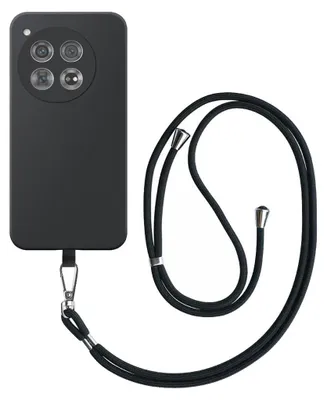 Immagine prodotto di Custodia per OnePlus 12 con cordino nero staccabile - Custodia flessibile in silicone TPU con cordino nero - Nero - Smartphonics