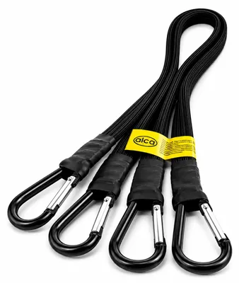 Zdjęcie produktu dla alca® Płaskie pasy do mocowania bagażu, zestaw 2 sztuk z karabińczykiem, elastyczne od 100 cm do 150 cm