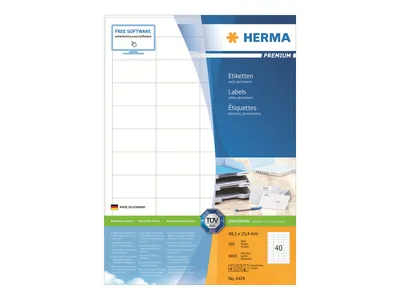 Obrázok produktu pre HERMA 4474, Biela, Samolepiaci štítok, A4, Papája, Laserový, Permanentný