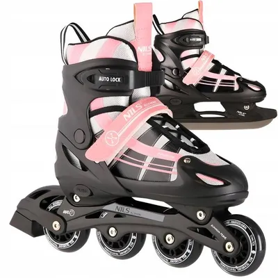 Produktbild von 2-in-1-Rollschuhe mit Hockeykufen, verstellbar, Freizeit-Rollschuhe für Kinder