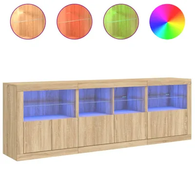Image de Buffet avec lumières LED chêne sonoma 202x37x67 cm