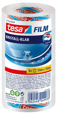 Productafbeelding van tesa Transparante plakfolie 57726-00000-01, 15 mm x 33 m, kristalhelder, 6 stuks per verpakking.