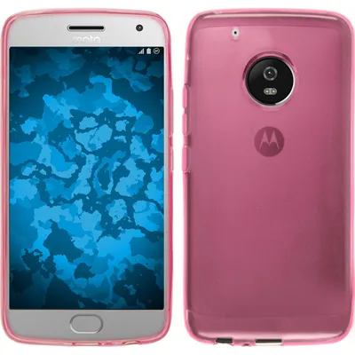 Produktbild von PhoneNatic Case kompatibel mit Lenovo Moto G5 - rosa Silikon Hülle transparent + 2 Schutzfolien