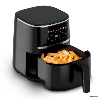 Produktbild von aeco COMPACT AirFryer 4,3 Liter, Heißluftfritteuse mit digitalem Touch-Display, 1500 Watt, 80°-200° einstellbar, 8 Programme, inkl. Rezeptheft