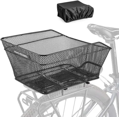 Obrázok produktu pre Košík na bicykel, oceľový, s krytom proti dažďu, matná čierna farba
