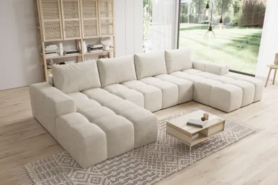 Produktbild von Moebelfest Sienna Ecksofa U-Form Couch Creme Webstoff