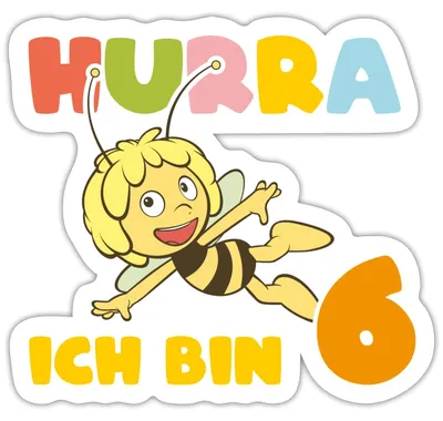 Produktbild von Spreadshirt Biene Maja 6. Geburtstag Sticker Aufkleber, 10 x 10 cm, Mattweiß